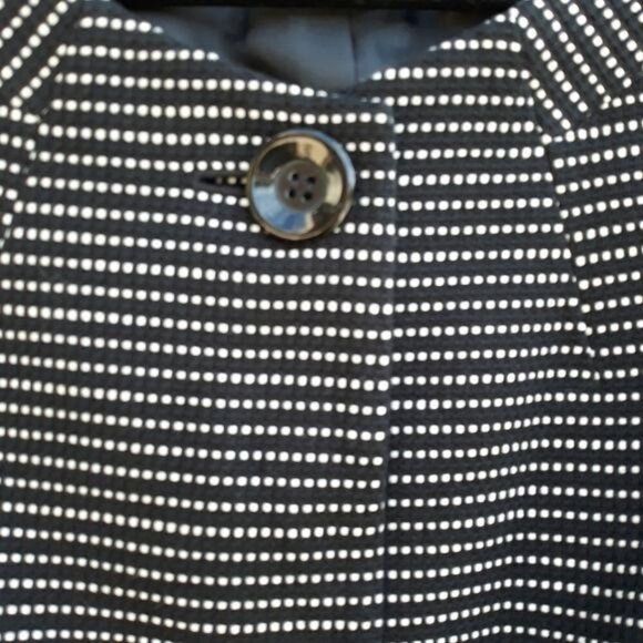 Talbots Blazer Cotton Collarless Scoop Neck Polka Dot Textured Black White 6 - Picture 5 of 12